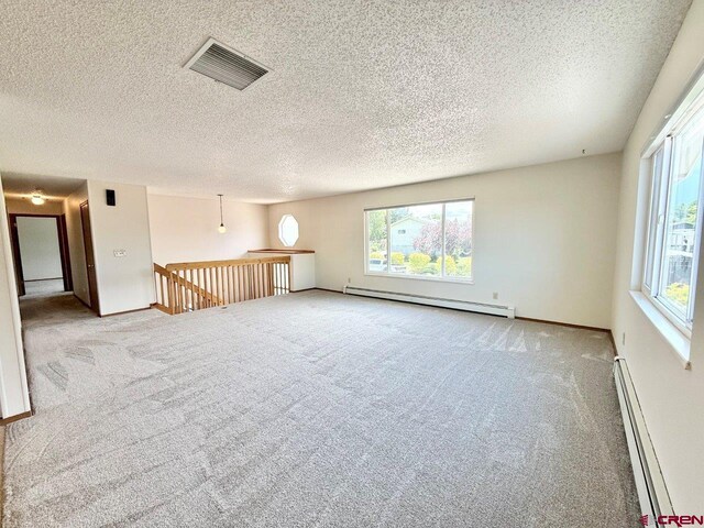 2343 Oldham Way, Montrose, CO 81401 - empty room with baseboard heating, carpet, and a textured ceiling