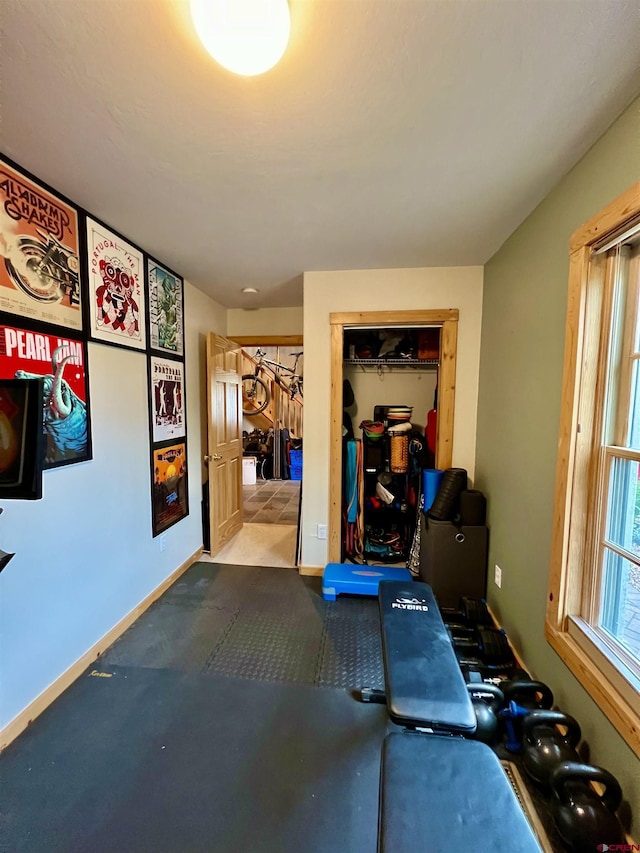 607 Second St Unit B, Crested Butte, CO 81224 - exercise area with baseboards and carpet flooring