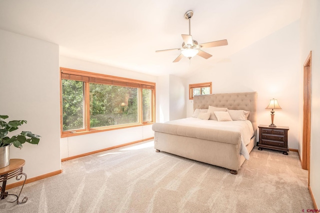 95 Ute Pass W, Durango, CO 81301 - bedroom with carpet flooring, vaulted ceiling, and a ceiling fan