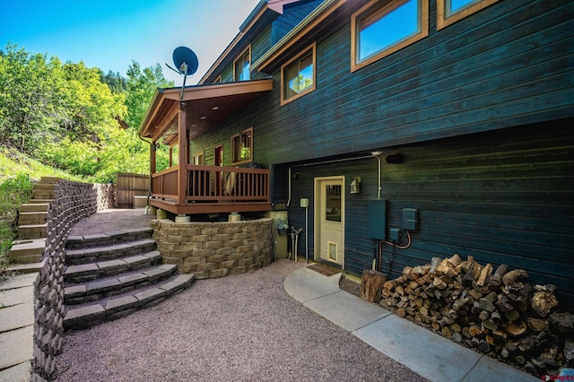 95 Ute Pass W, Durango, CO 81301 - view of exterior entry with a wooden deck
