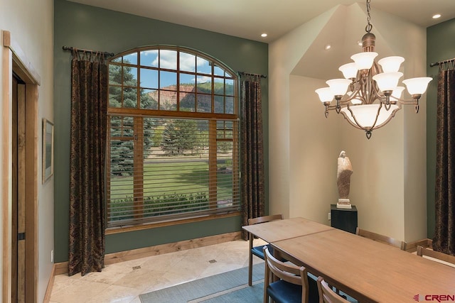 435 Red Rock Rd, Durango, CO 81301 - office with a chandelier, tile patterned flooring, and recessed lighting