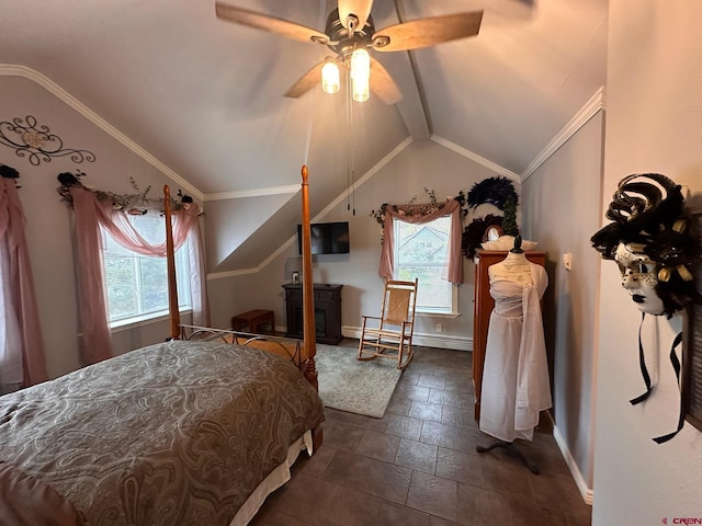 1250 Snowden St, Silverton, CO 81433 - bedroom featuring multiple windows, stone tile floors, and a ceiling fan