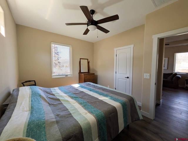 117 N Fork Ave, Paonia, CO 81428 - bedroom with wood finished floors and ceiling fan