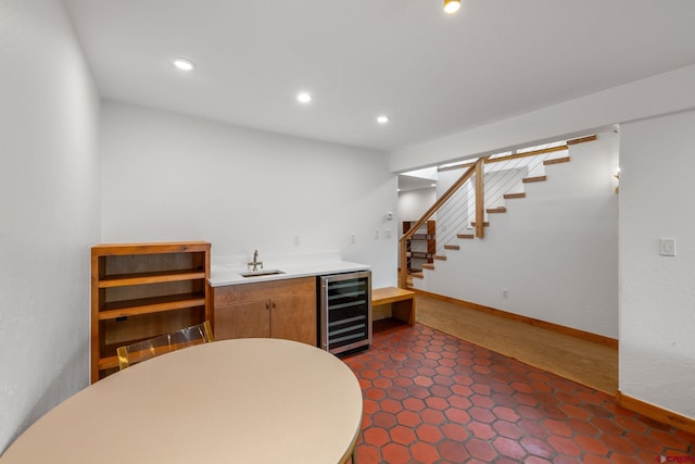 41 Cinnamon Mountain Rd, Mount Crested Butte, CO 81225 - indoor wet bar featuring wine cooler, stairway, and recessed lighting