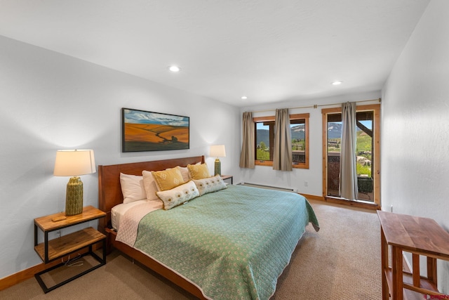 41 Cinnamon Mountain Rd, Mount Crested Butte, CO 81225 - bedroom featuring baseboard heating, recessed lighting, and access to exterior