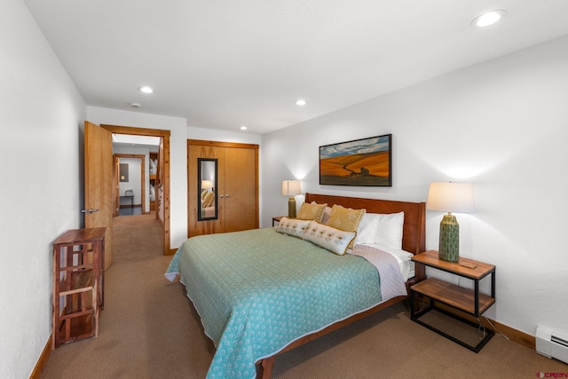 41 Cinnamon Mountain Rd, Mount Crested Butte, CO 81225 - bedroom featuring carpet floors, a baseboard radiator, recessed lighting, and a closet