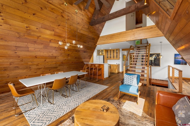 41 Cinnamon Mountain Rd, Mount Crested Butte, CO 81225 - dining room featuring wood finished floors, wooden walls, and stairway