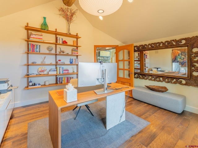3 Summit Ct, Mount Crested Butte, CO 81225 - home office featuring lofted ceiling and wood finished floors