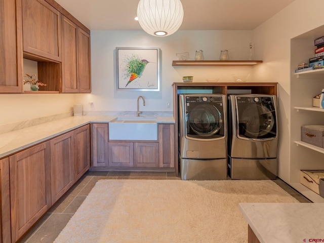 3 Summit Ct, Mount Crested Butte, CO 81225 - washroom with washing machine and clothes dryer, cabinet space, tile patterned flooring, and recessed lighting