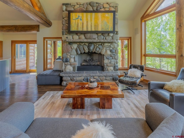 3 Summit Ct, Mount Crested Butte, CO 81225 - living room featuring wood finished floors and a fireplace