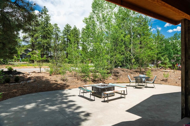 15 Edgemont Way, Durango, CO 81301 - view of patio featuring a fire pit and outdoor dining area
