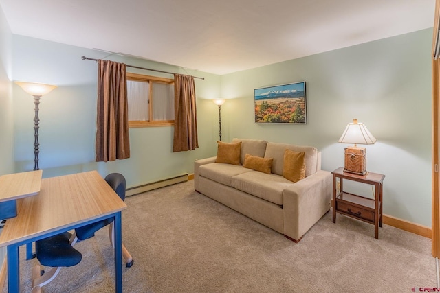 20 Hunter Hill Rd Unit 110, Mount Crested Butte, CO 81225 - living area with baseboard heating, carpet flooring, and a desk