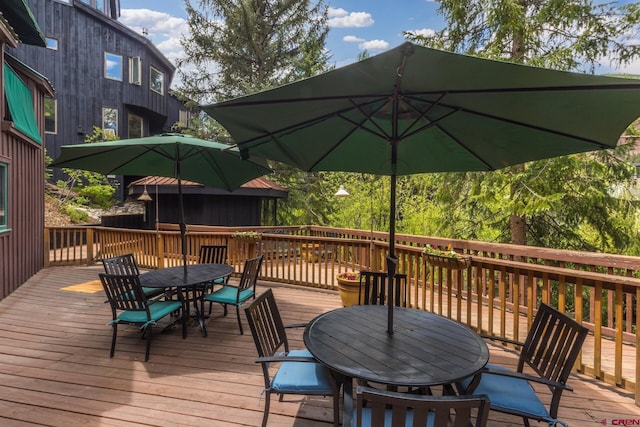 333 S Fir St Unit 101, Telluride, CO 81435 - wooden deck with outdoor dining area