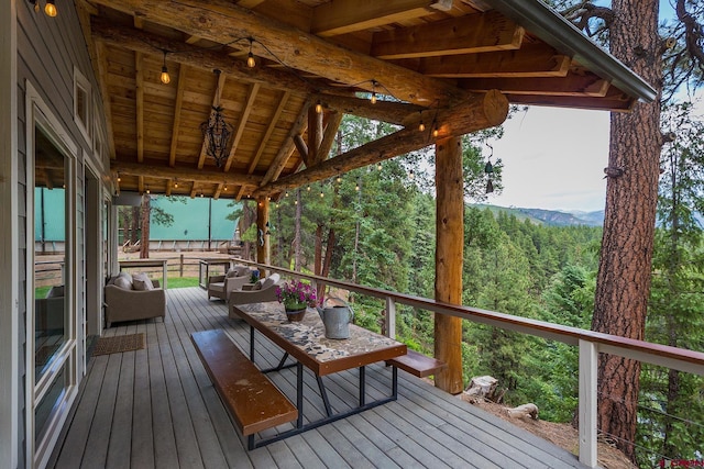 234 Wapiti Dr, Bayfield, CO 81122 - deck featuring a forest view and an outdoor living space