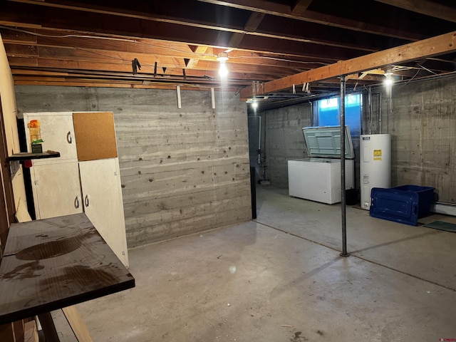 20114 Austin Rd, Austin, CO 81410 - unfinished basement with electric water heater and washer / dryer