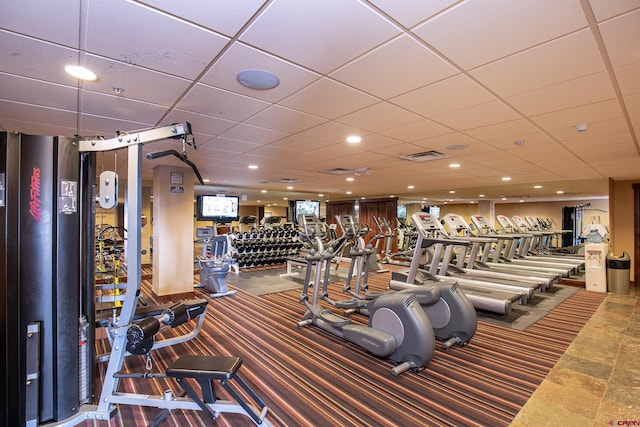 24 Sheol St Unit 202, Durango, CO 81301 - workout area with carpet flooring, recessed lighting, and a paneled ceiling