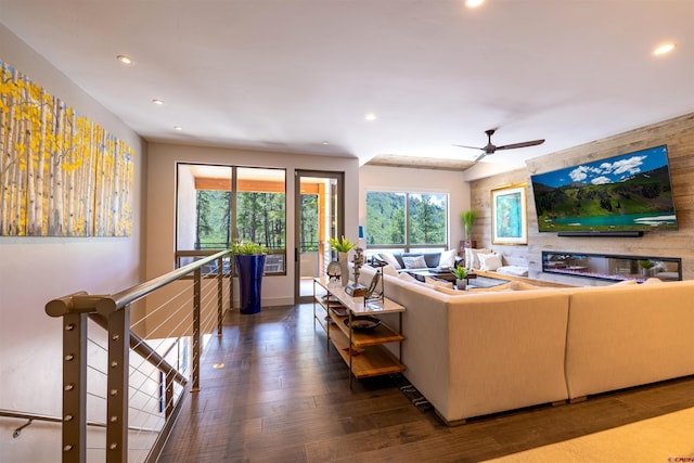 928 Twin Buttes Ave, Durango, CO 81301 - living area featuring recessed lighting, wood-type flooring, and a ceiling fan