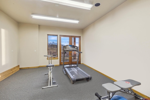 404 Benchmark Dr, Mountain Village, CO 81435 - workout room featuring baseboards and carpet floors