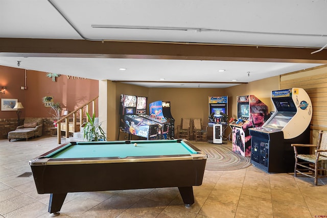 50827 N 550th Hwy Unit 329, Durango, CO 81301 - rec room featuring billiards table, tile patterned floors, and recessed lighting