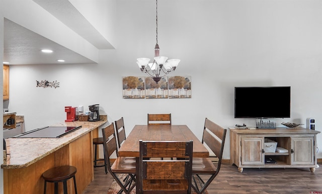 50827 N 550th Hwy Unit 329, Durango, CO 81301 - dining area featuring dark wood-style flooring, a chandelier, and recessed lighting