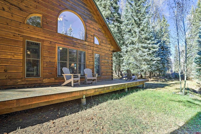 601 W Grimes Creek Rd, Bayfield, CO 81122 - rear view of property featuring a wooden deck and a yard