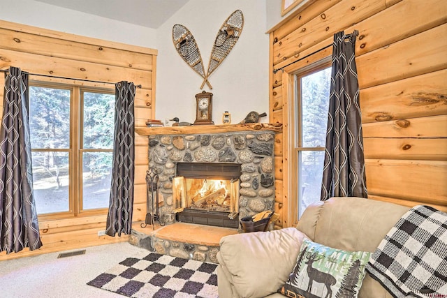 601 W Grimes Creek Rd, Bayfield, CO 81122 - sitting room featuring a fireplace and carpet floors