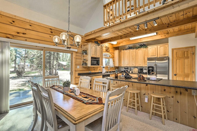 601 W Grimes Creek Rd, Bayfield, CO 81122 - dining room featuring light carpet and a chandelier