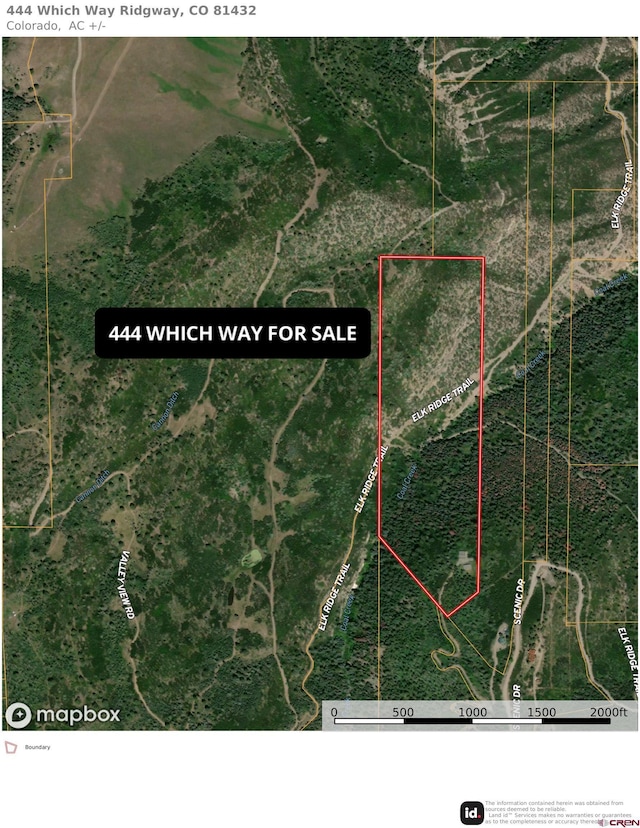 444 Which Way, Ridgway, CO 81432 - map / location featuring property parcel outlined