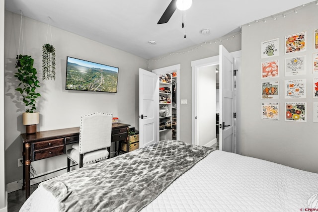 2161 Scout Ridge Rd, Durango, CO 81301 - bedroom with a walk in closet, a ceiling fan, and a closet
