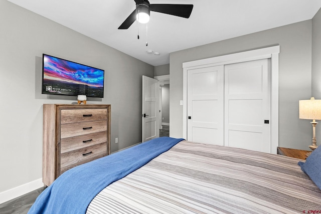 2161 Scout Ridge Rd, Durango, CO 81301 - bedroom with wood finished floors, a closet, and ceiling fan
