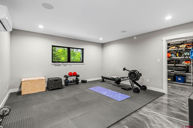 2161 Scout Ridge Rd, Durango, CO 81301 - exercise room with a wall mounted air conditioner and recessed lighting
