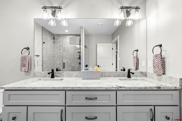 2161 Scout Ridge Rd, Durango, CO 81301 - full bath with a marble finish shower and double vanity