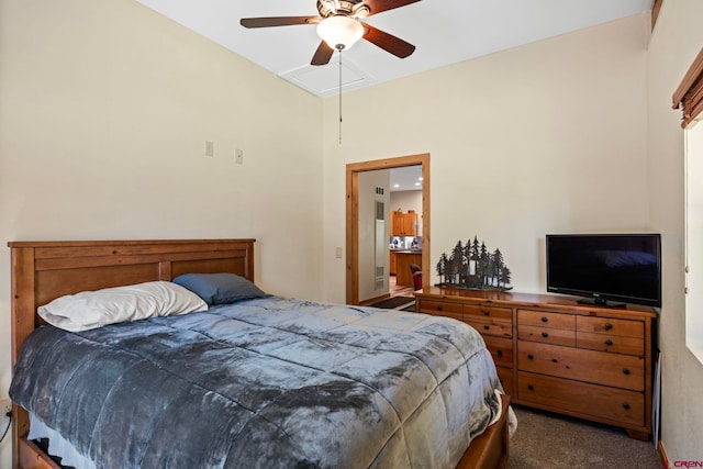 17401 County Road 501, Bayfield, CO 81122 - bedroom with carpet flooring, attic access, and a ceiling fan