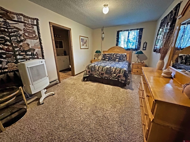 152 Conifer Dr, South Fork, CO 81154 - carpeted bedroom featuring a textured ceiling and heating unit
