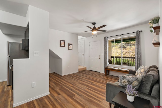 1100 Goeglein Gulch Rd Unit 171, Durango, CO 81301 - living area featuring a ceiling fan and wood finished floors
