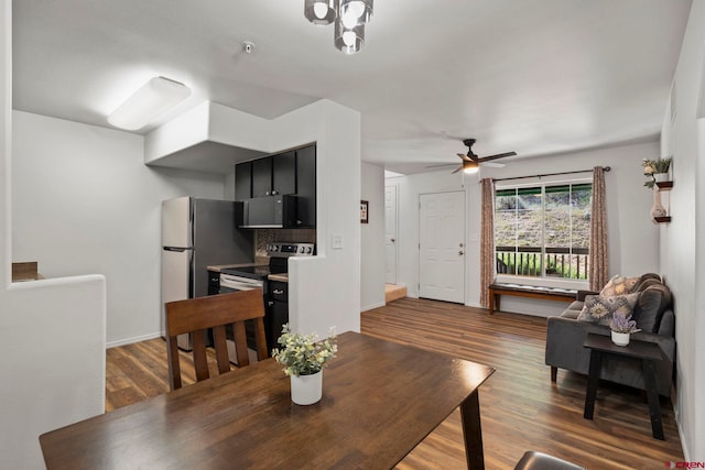 1100 Goeglein Gulch Rd Unit 171, Durango, CO 81301 - dining space featuring wood finished floors and a ceiling fan