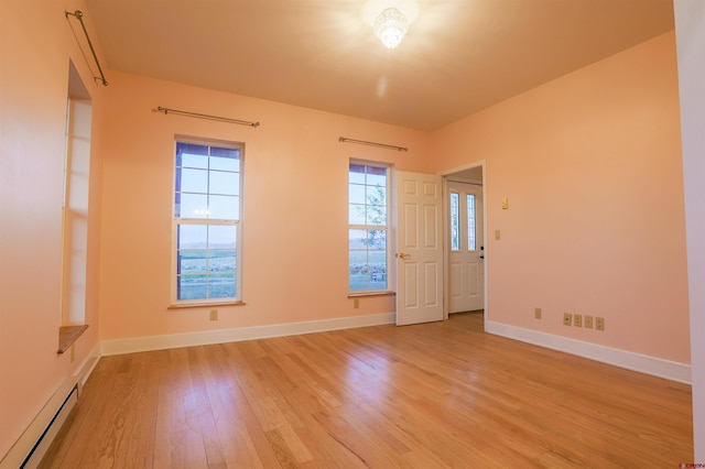 825 County Road 17, Gunnison, CO 81230 - spare room with a baseboard heating unit and light wood-type flooring