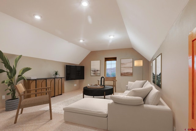 825 County Road 17, Gunnison, CO 81230 - carpeted living area with lofted ceiling and recessed lighting