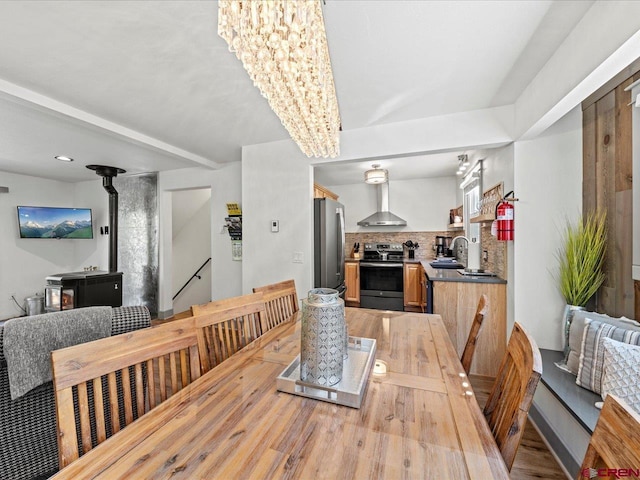 1254 Champ Ln, Ouray, CO 81427 - dining area featuring light wood-style floors and a chandelier