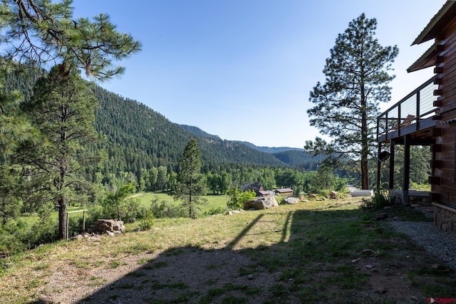 9 Los Ranchitos Dr, Durango, CO 81301 - view of yard with a wooded view and a mountain view