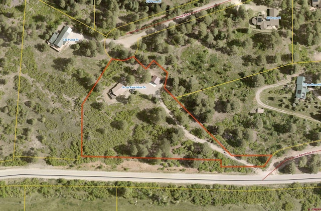 9 Los Ranchitos Dr, Durango, CO 81301 - map of property location featuring property boundaries highlighted