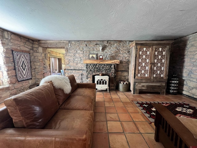 18173 Rd 22, Cortez, CO 81321 - tiled living room featuring a textured ceiling