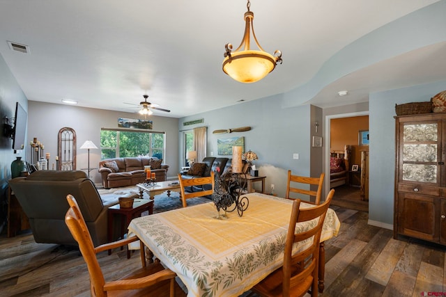21 Tierra Verde Dr, Durango, CO 81301 - dining area featuring dark wood-style floors and a ceiling fan
