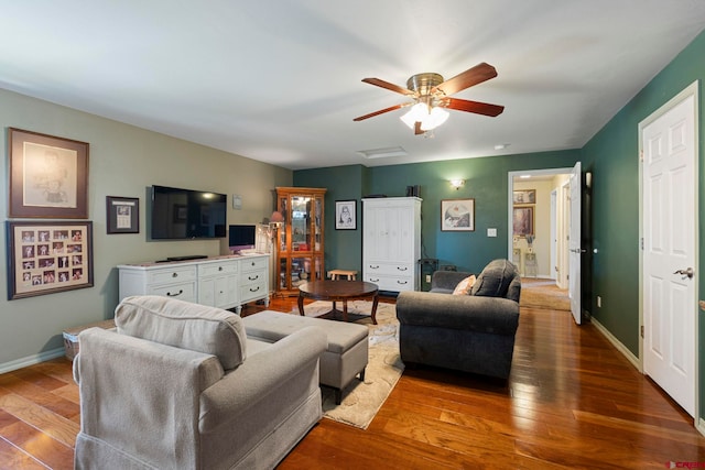 21 Tierra Verde Dr, Durango, CO 81301 - living room with hardwood / wood-style flooring and a ceiling fan