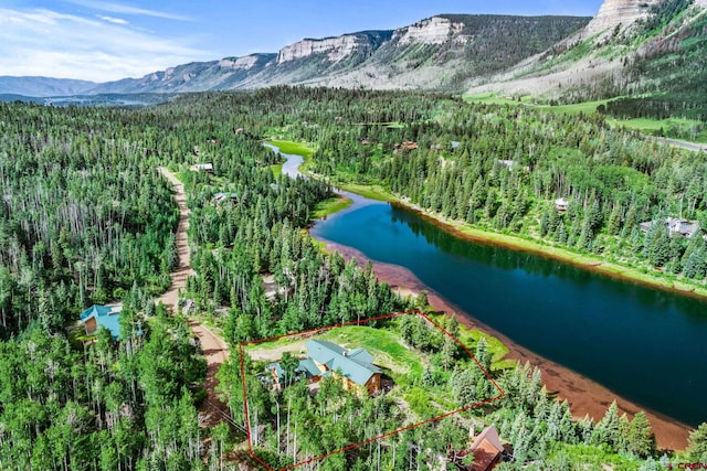 580 Lake Purgatory Dr, Durango, CO 81301 - view of property location with property boundaries highlighted and a water and mountain view