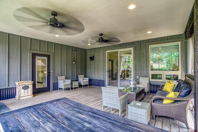 791 Antelope Ave, Pagosa Springs, CO 81147 - wooden terrace with a ceiling fan and an outdoor living space
