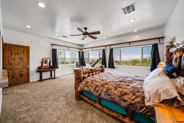 27420 Rd P.2, Dolores, CO 81323 - carpeted bedroom featuring multiple windows, recessed lighting, and a ceiling fan
