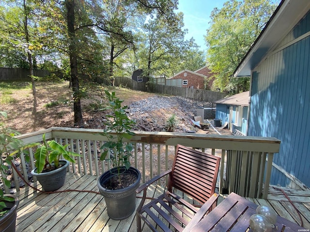 deck featuring a fenced backyard