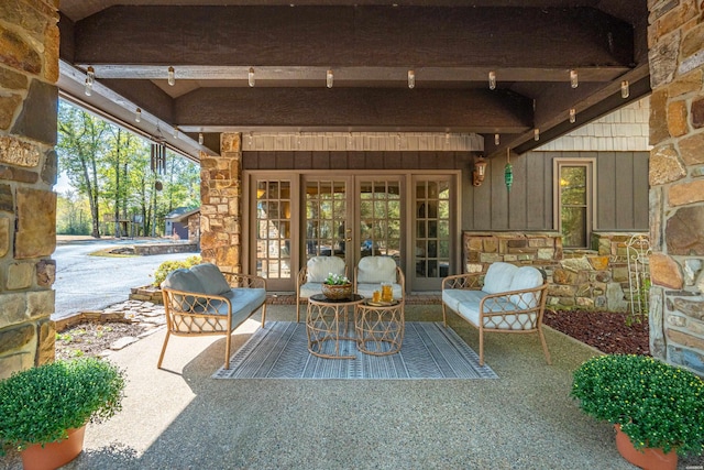 view of patio / terrace featuring french doors