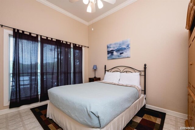 1745 Thornton Ferry Rd, Hot Springs, AR 71913 - bedroom featuring ceiling fan, baseboards, and ornamental molding